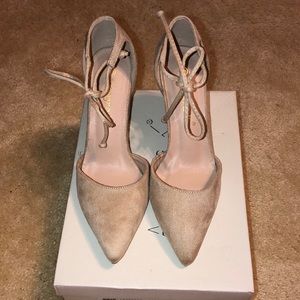 Nude suede heels
